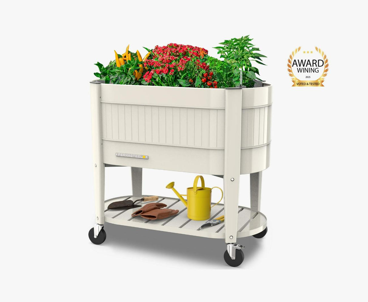 Permasteel Elevated Garden Bed with EnGrow TrueSoil Technology – Ivory