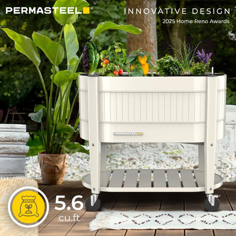 Permasteel Elevated Garden Bed with EnGrow TrueSoil Technology – Ivory