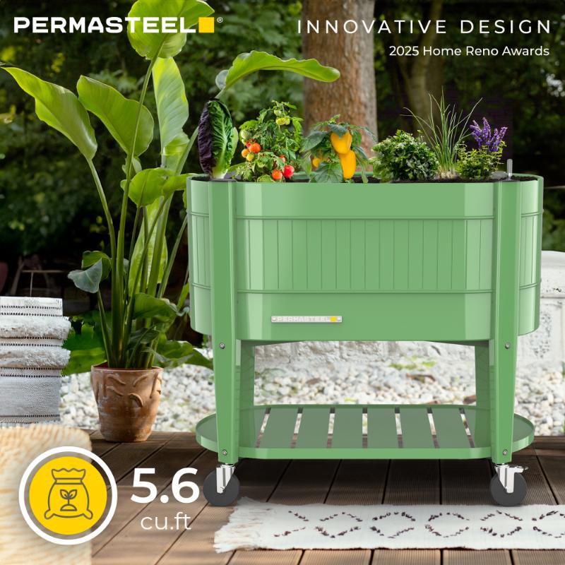 Permasteel Elevated Garden Bed with EnGrow TrueSoil Technology – Olive