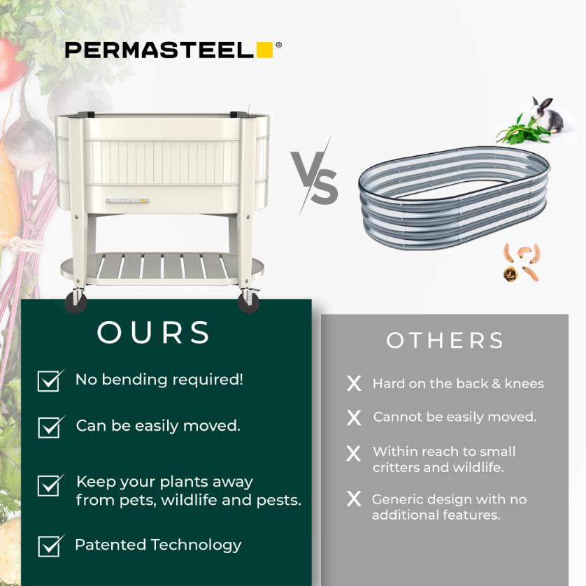 Permasteel Elevated Garden Bed with EnGrow TrueSoil Technology – Ivory