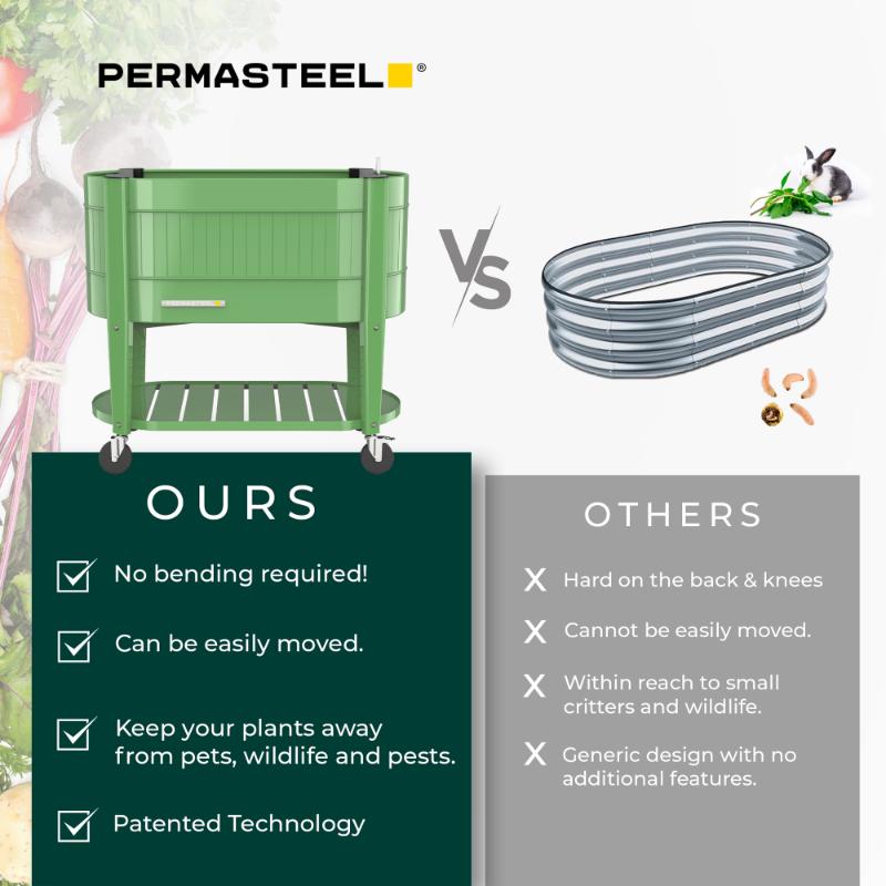 Permasteel Elevated Garden Bed with EnGrow TrueSoil Technology – Olive