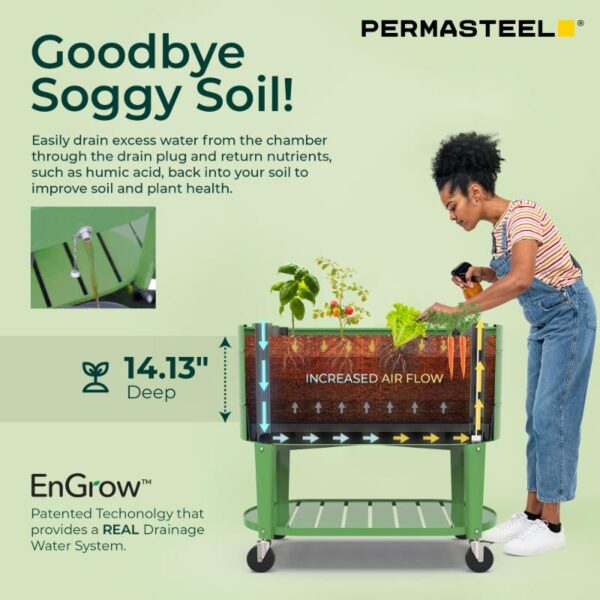 Permasteel Elevated Garden Bed with EnGrow TrueSoil Technology – Olive