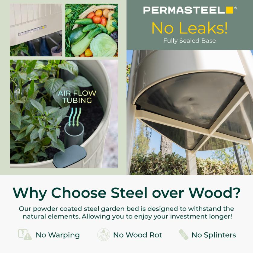 Permasteel Elevated Garden Bed with EnGrow TrueSoil Technology – Ivory