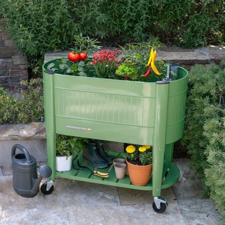 Permasteel Elevated Garden Bed with EnGrow TrueSoil Technology – Olive