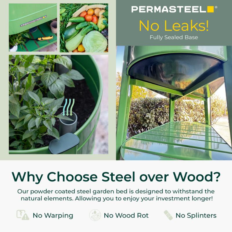 Permasteel Elevated Garden Bed with EnGrow TrueSoil Technology – Olive