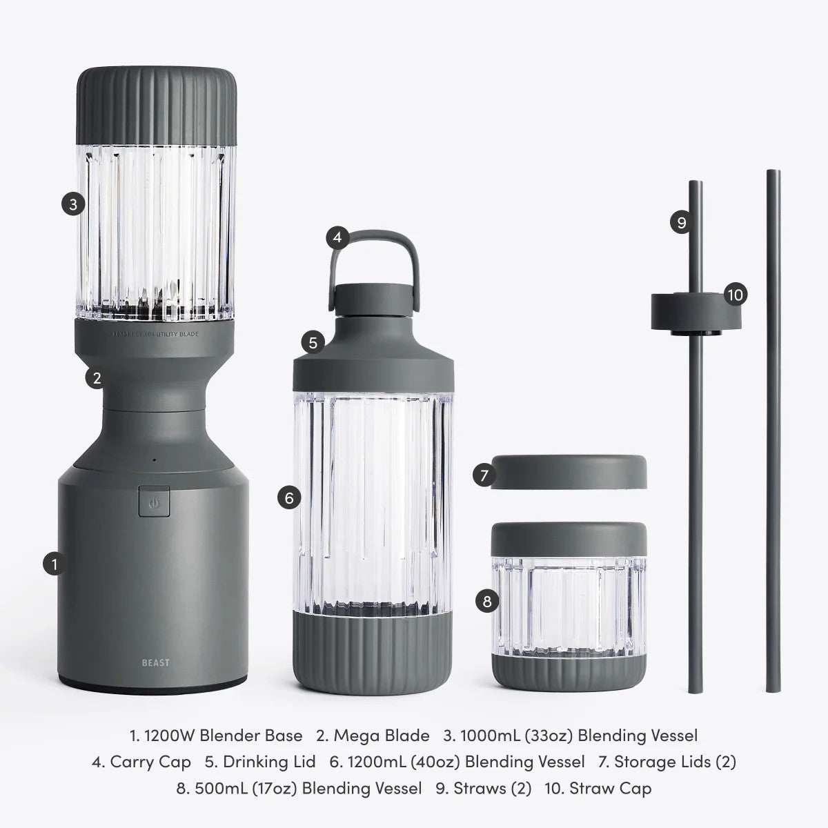 Beast® Mega 1200 Plus – blenderis, Charcoal