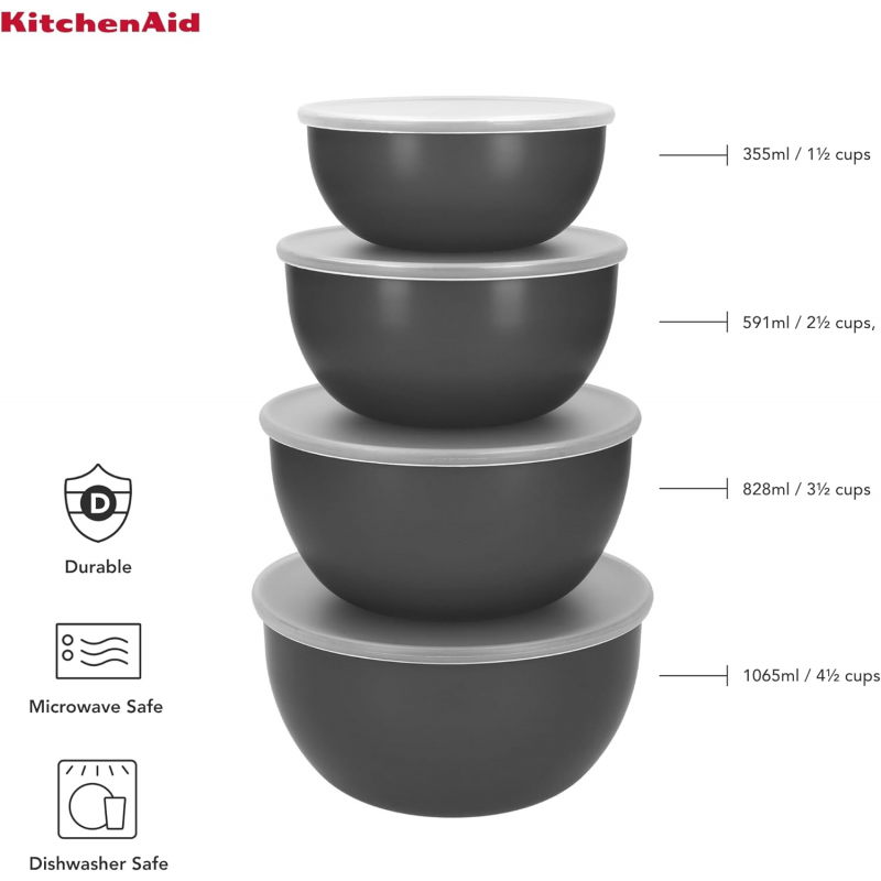 KitchenAid 4-Piece Meal Prep Bowls Set with Lids