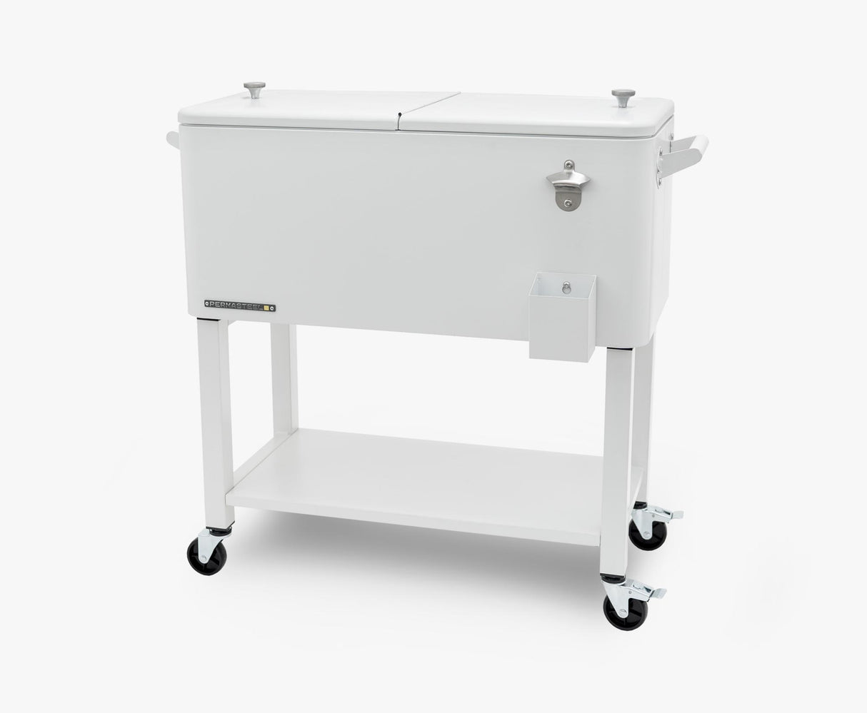Permasteel 75 Liters Rolling Patio Cooler with Removable Basin - White