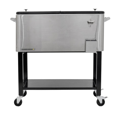 Permasteel 75 Liters Rolling Patio Cooler with Removable Basin - Stainless Steel
