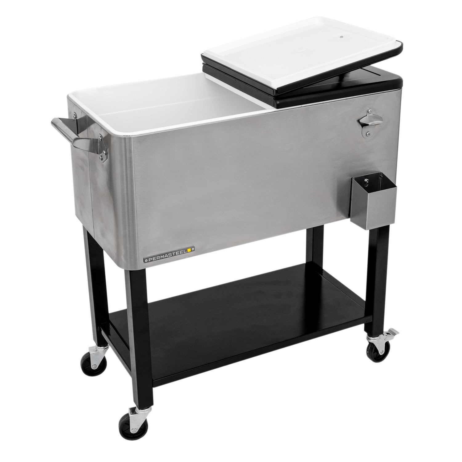 Permasteel 75 Liters Rolling Patio Cooler with Removable Basin - Stainless Steel