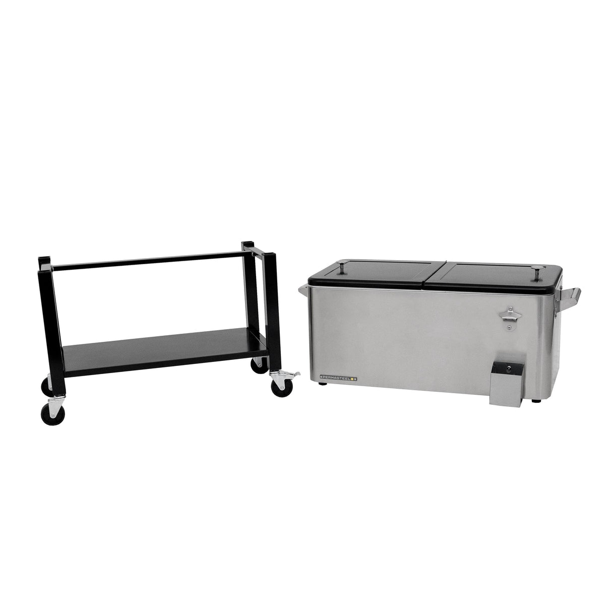 Permasteel 75 Liters Rolling Patio Cooler with Removable Basin - Stainless Steel
