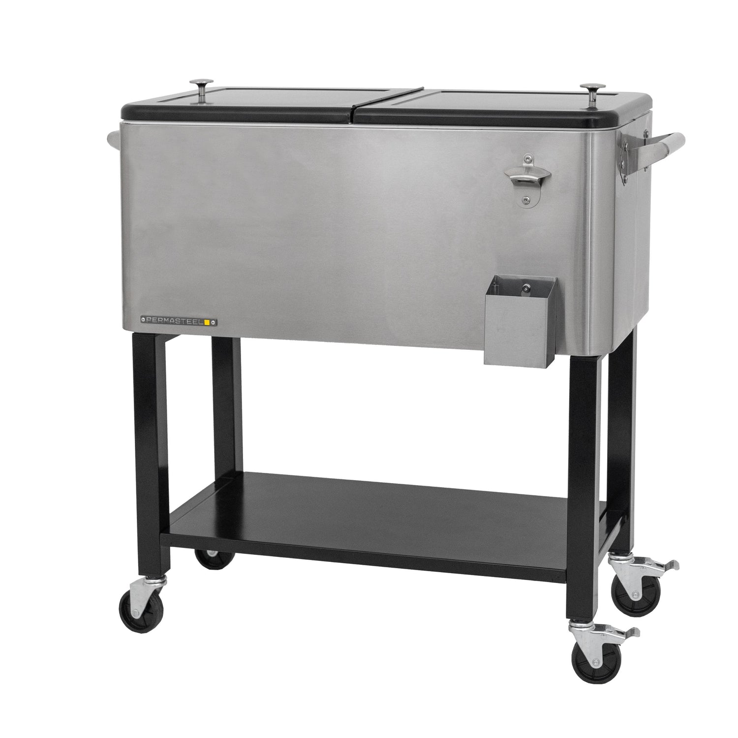 Permasteel 75 Liters Rolling Patio Cooler with Removable Basin - Stainless Steel