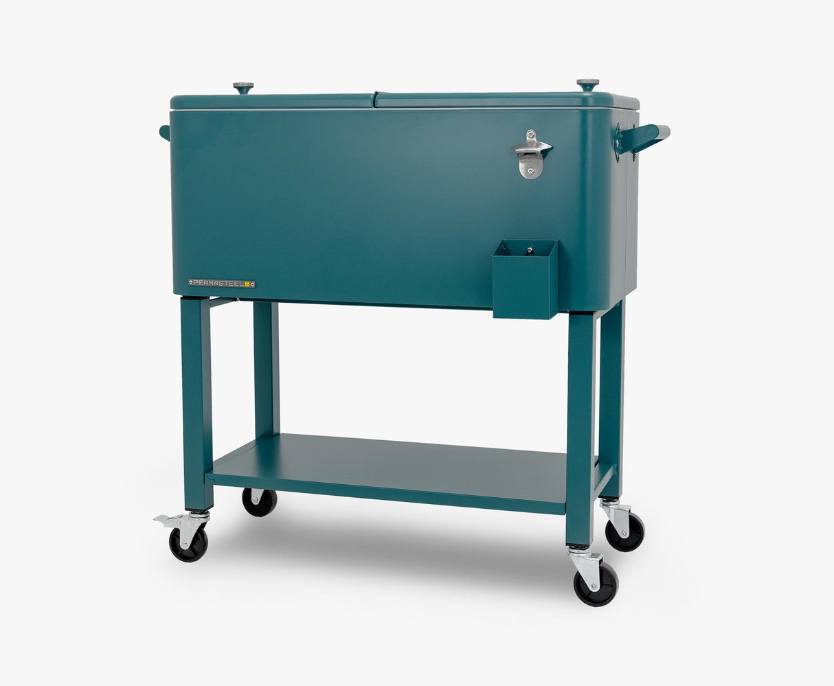 Permasteel 75 Liters Rolling Patio Cooler with Removable Basin - Teal