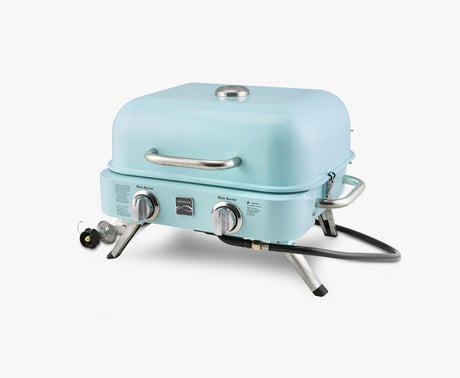 Kenmore 2-Burner – Turquoise Portable Tabletop Retro Gas Grill