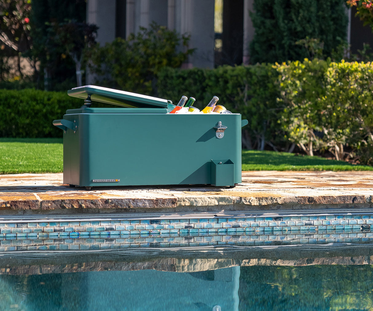 Permasteel 75 Liters Rolling Patio Cooler with Removable Basin - Teal