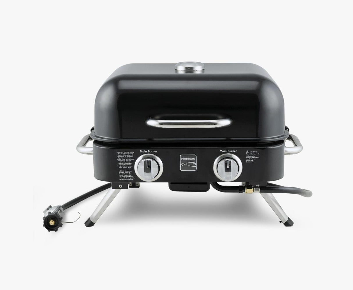 Kenmore 2-Burner – Black Portable Tabletop Retro Gas Grill