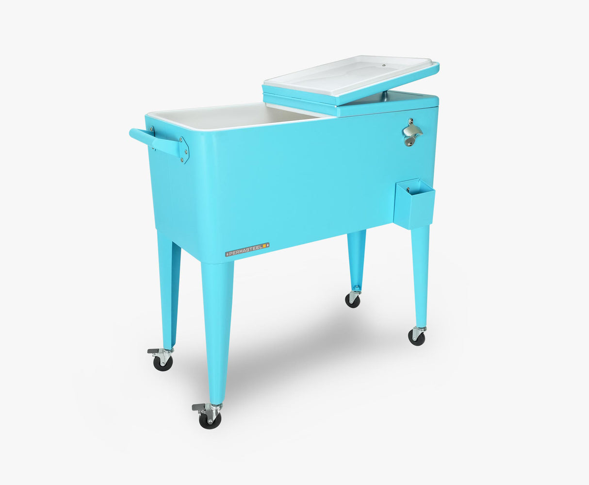 Permasteel 75 Liters Rolling Patio Cooler - Turquoise