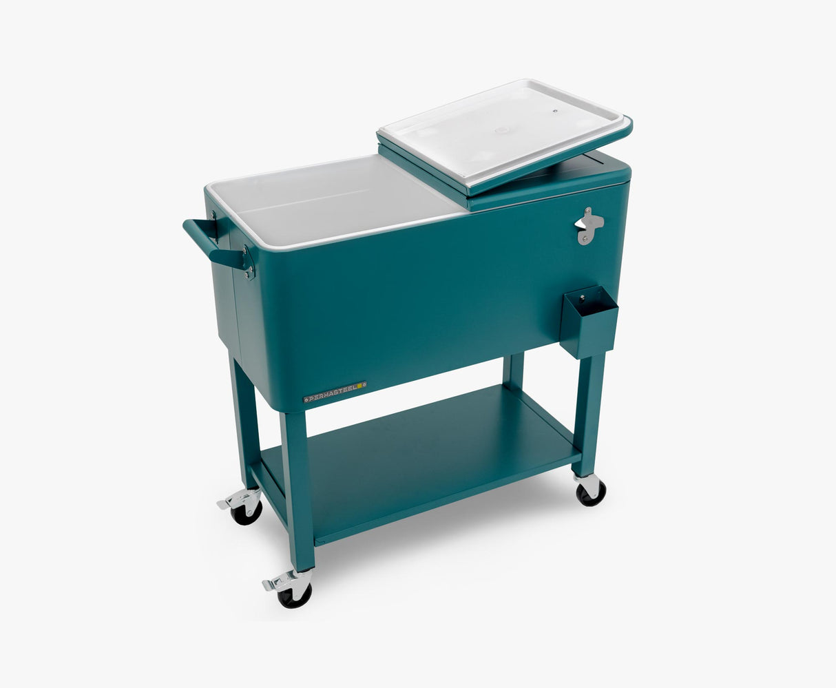 Permasteel 75 Liters Rolling Patio Cooler with Removable Basin - Teal