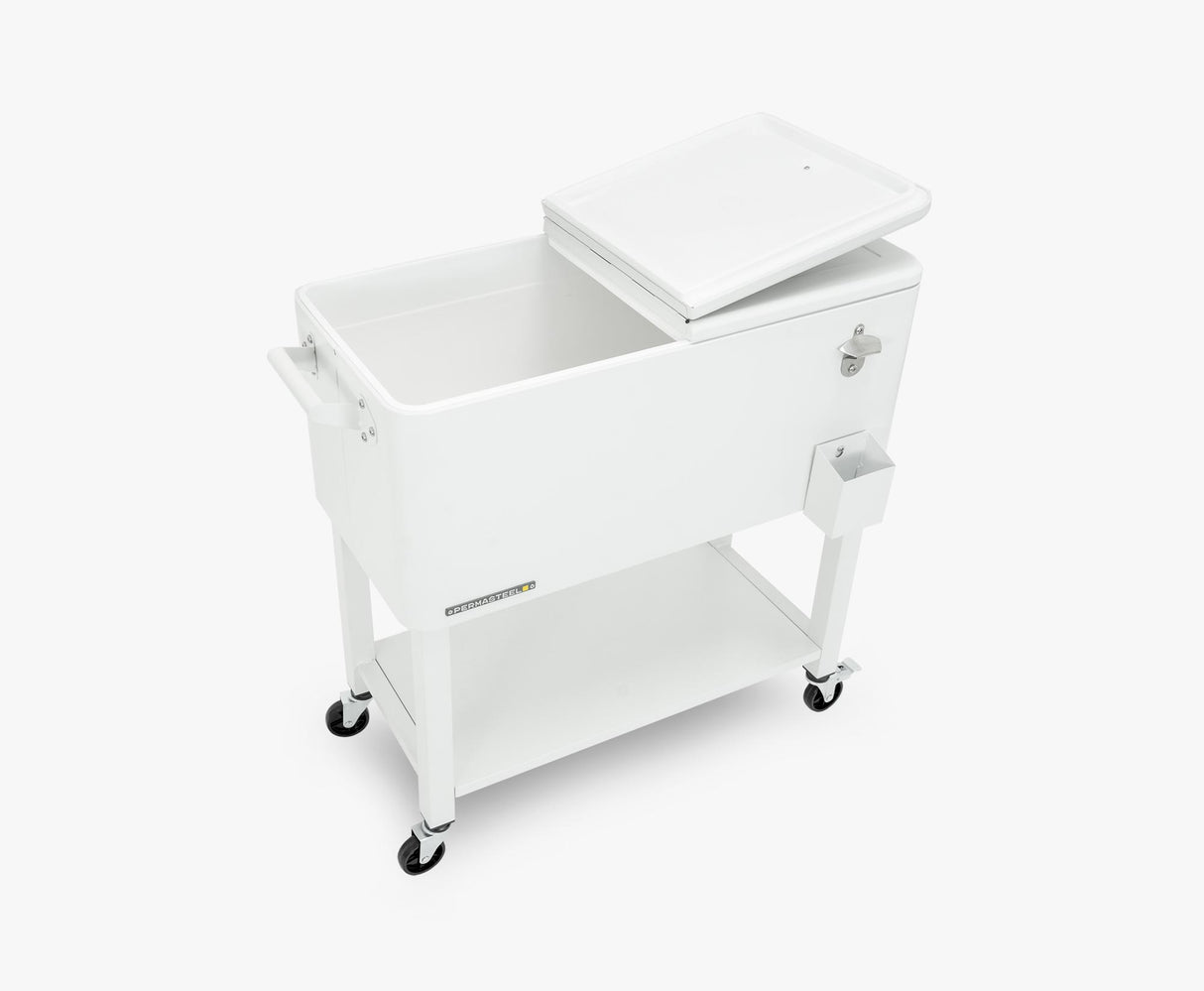 Permasteel 75 Liters Rolling Patio Cooler with Removable Basin - White