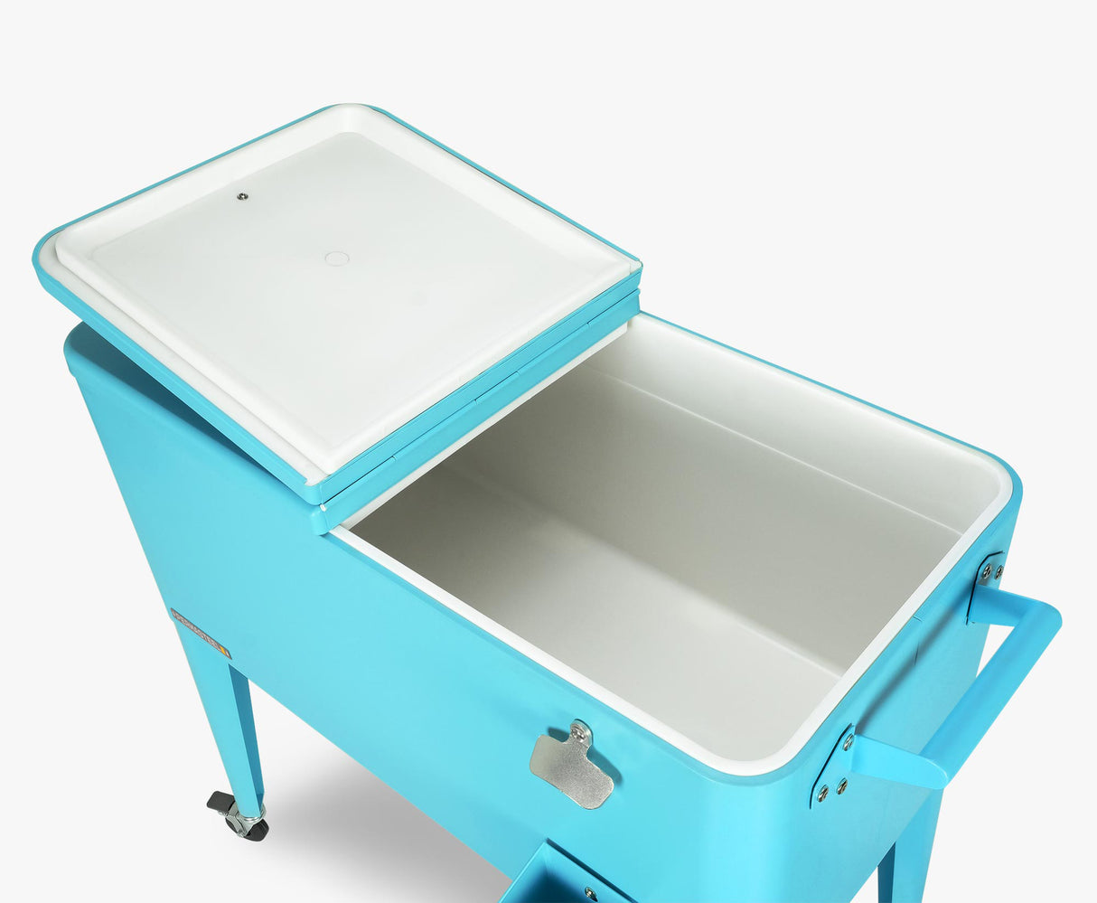Permasteel 75 Liters Rolling Patio Cooler - Turquoise