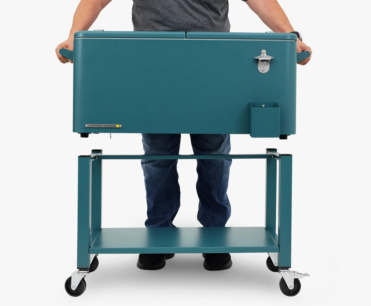 Permasteel 75 Liters Rolling Patio Cooler with Removable Basin - Teal