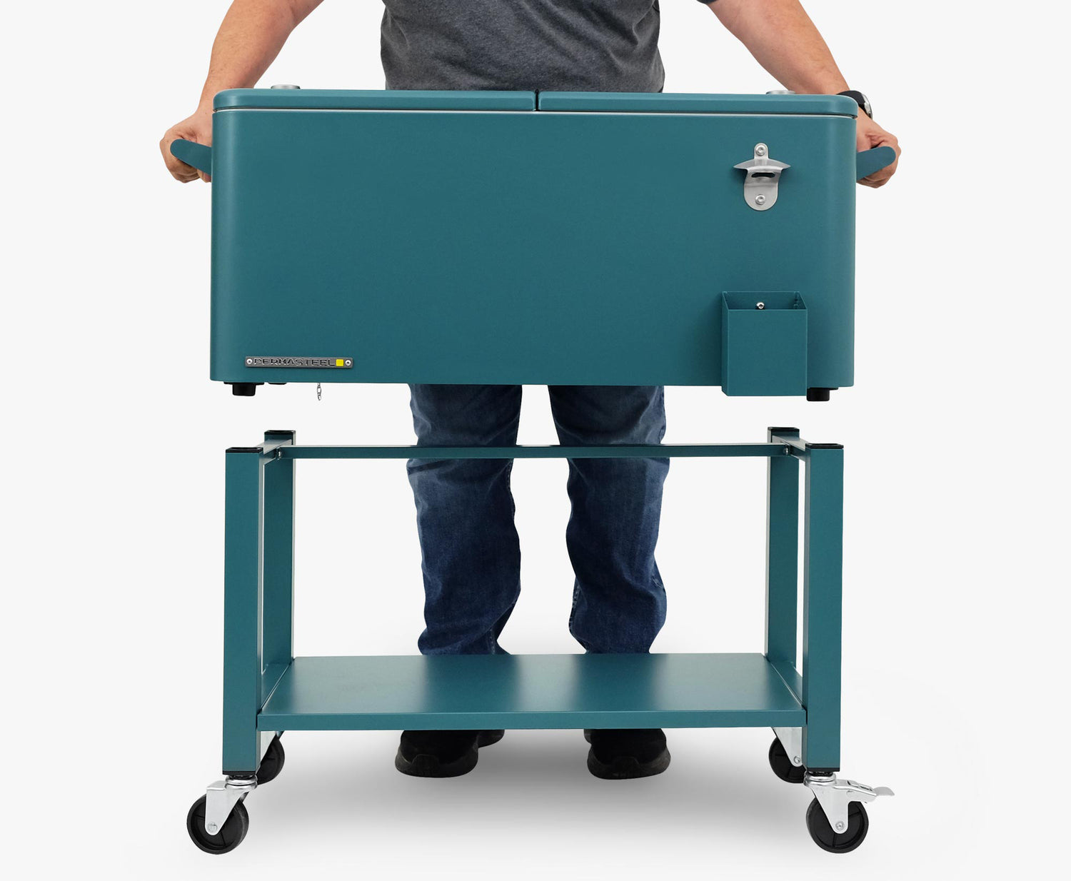 Permasteel 75 Liters Rolling Patio Cooler with Removable Basin - Teal