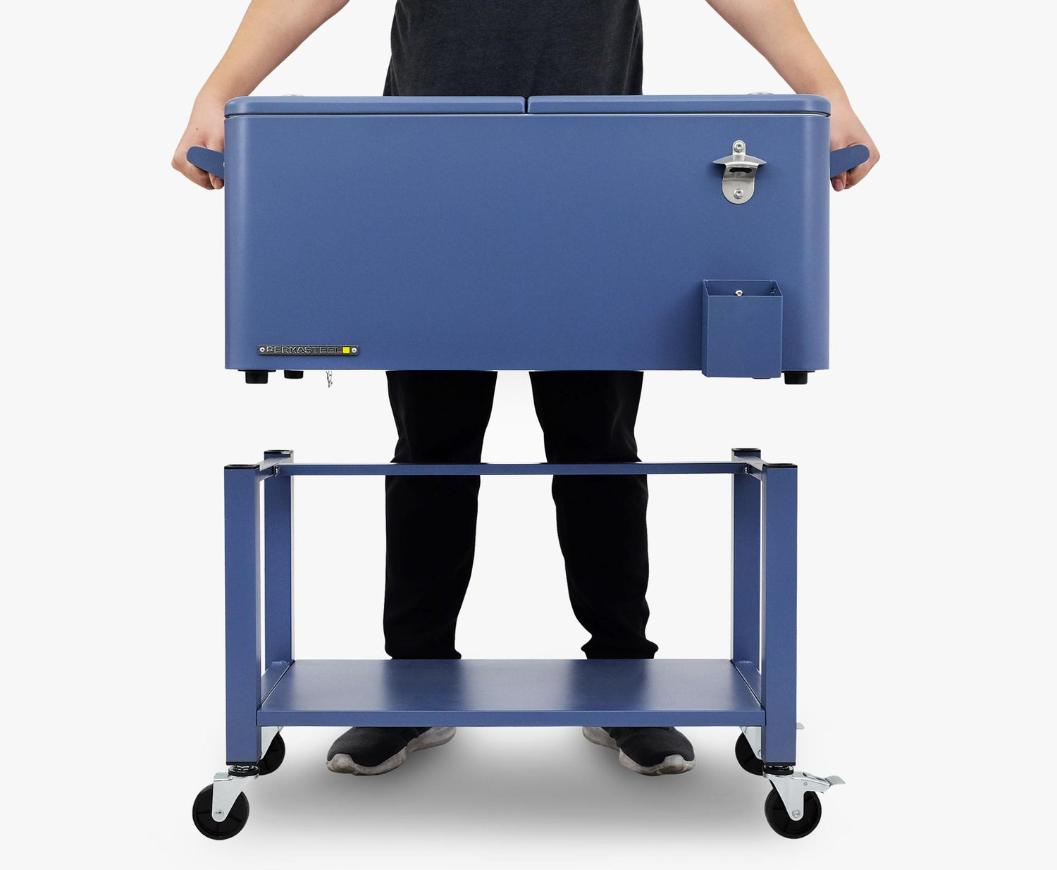 Permasteel 75 Liters Rolling Patio Cooler with Removable Basin - Azure Blue
