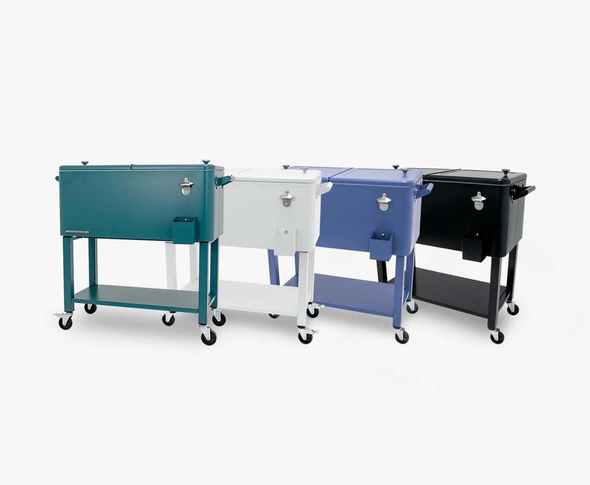 Permasteel 75 Liters Rolling Patio Cooler with Removable Basin - Azure Blue