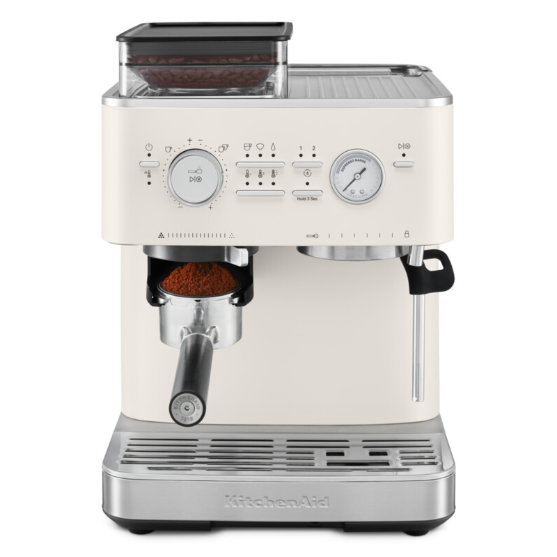 Semi Automatic Espresso Machine with Burr Grinder, Porcelain