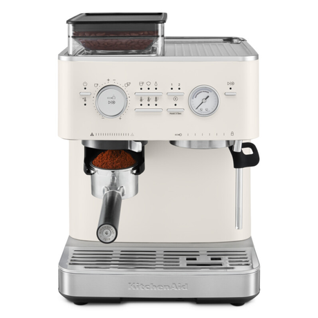 Semi Automatic Espresso Machine with Burr Grinder, Porcelain