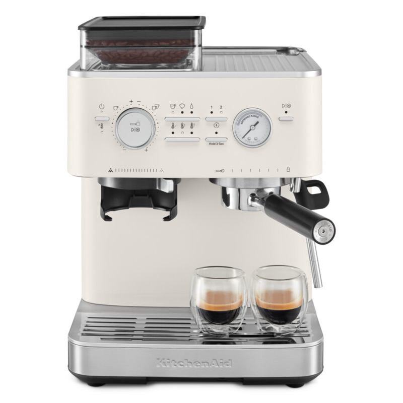 Semi Automatic Espresso Machine with Burr Grinder, Porcelain