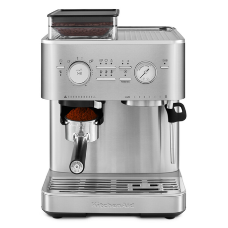 Semi Automatic Espresso Machine with Burr Grinder, Stainless Steel