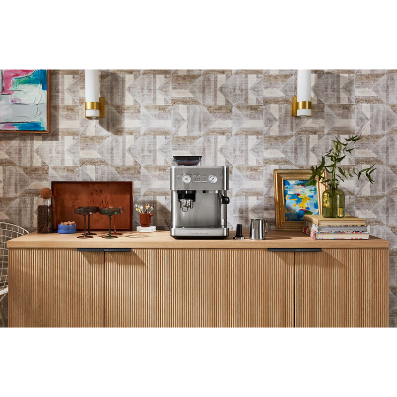 Semi Automatic Espresso Machine with Burr Grinder, Stainless Steel