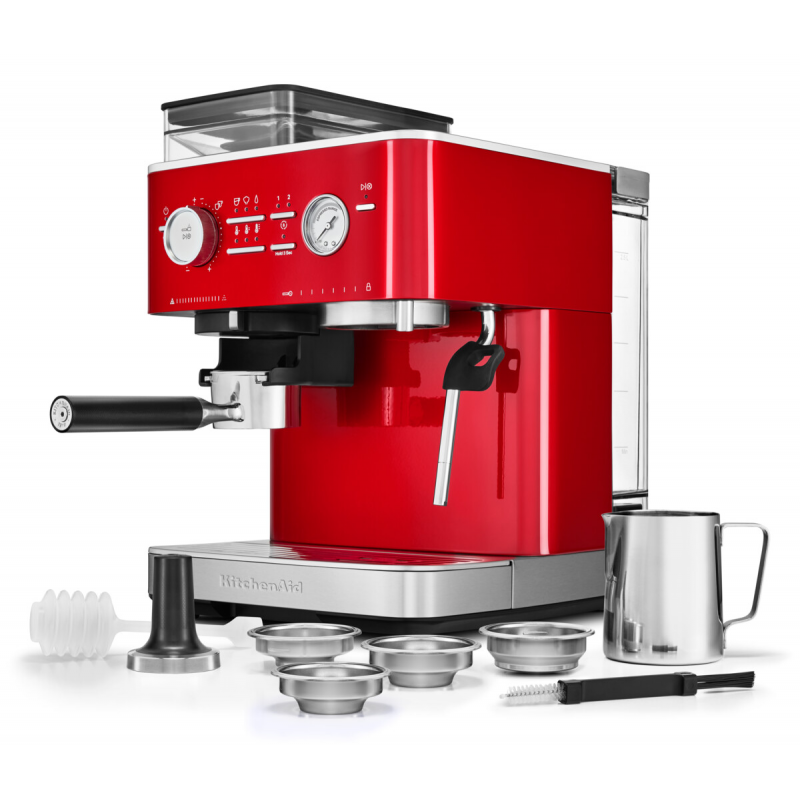 Semi Automatic Espresso Machine with Burr Grinder, Candy Apple