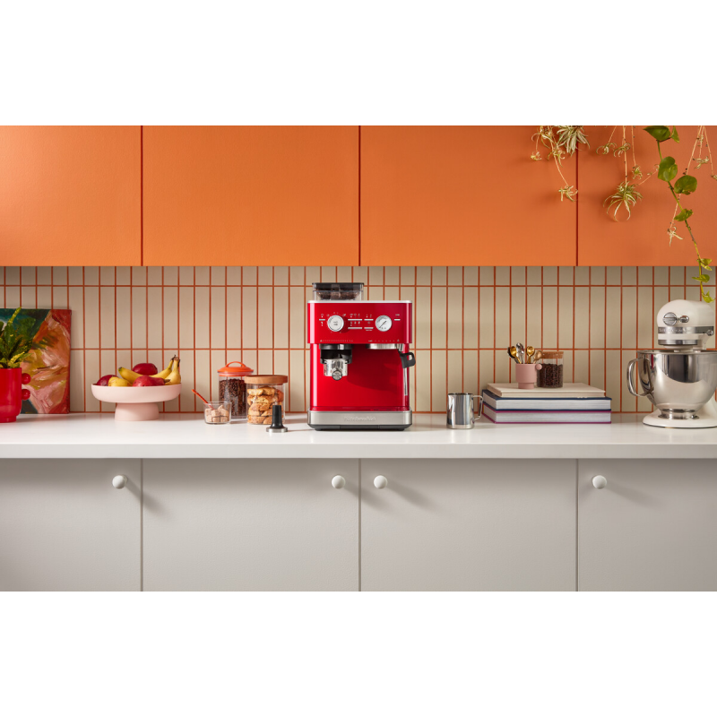 Semi Automatic Espresso Machine with Burr Grinder, Candy Apple