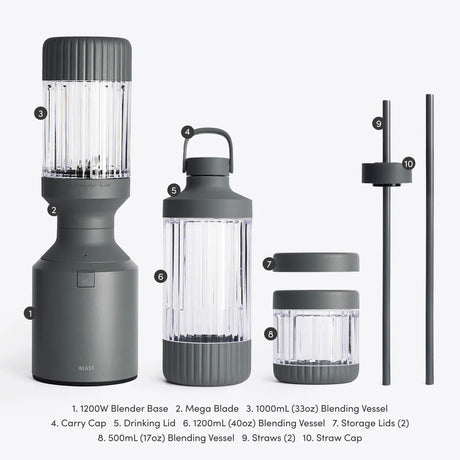 Beast® Mega 1200 Plus – blenderis, Charcoal