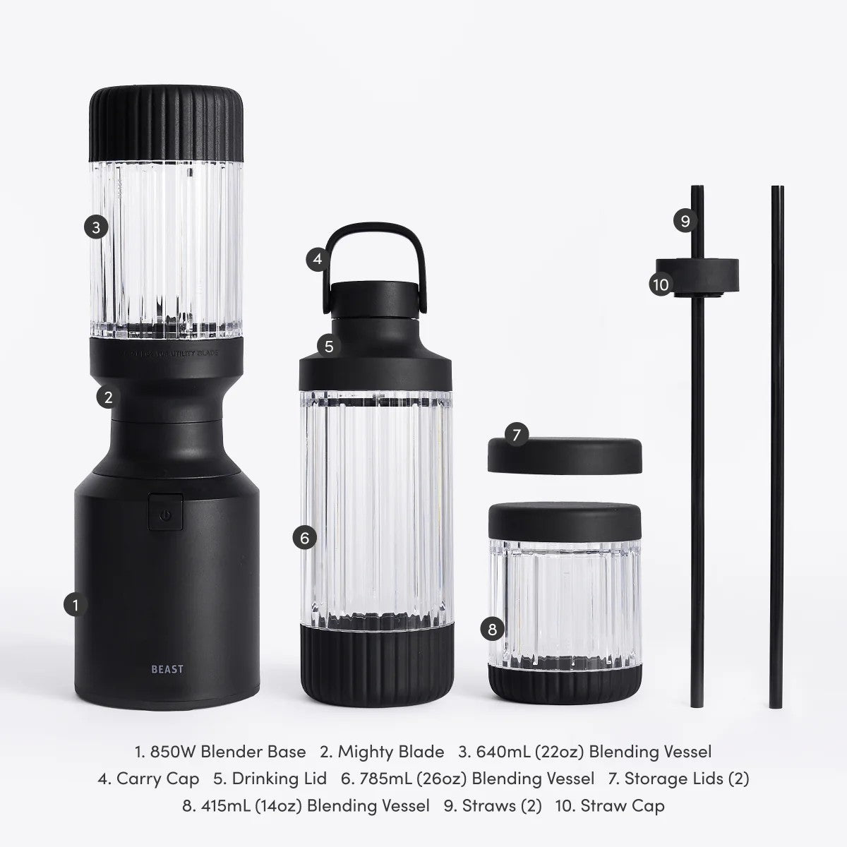 Beast® Mighty 850 Plus trintuvas, Carbon Black